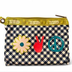 LeSportsac peace sign gingham pouch